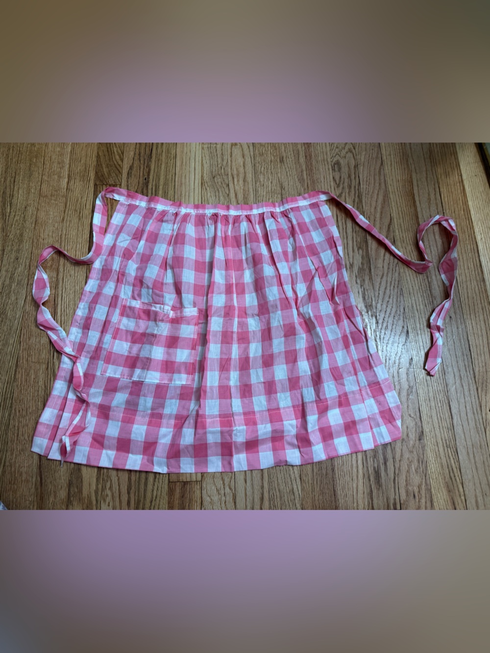 Vintage Handmade Red and White Checked Apron with Pocket